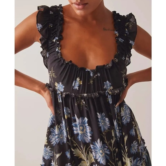 NWT Free People Bali Wild Daisy Printed Mini Ruffle Slip Dress - Picture 5 of 10
